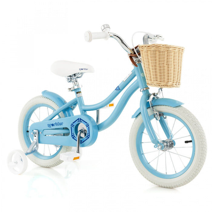 Prorider 14" Kid's Bike With Training Wheels Adjustable Handlebar Seat Handbrake Blue