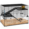 Pawhut Hamster Cage, Gerbil Cage With Glass Basin, Ramps, Platforms, Hut, Exercise Wheel, For Syrian