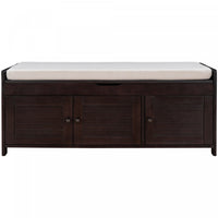 Olivia Pine Wood Storage Bench With 3-door Shoe Cabinet With Hidden Compartment - Espresso 