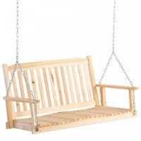 Outsunny 2-people Porch Swing Bench With 2 Hanging Chains For Deck Natural