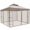 Outsunny 10' X 10' Steel Outdoor Patio Gazebo Canopy With Removable Mesh Curtains, Display Shelves, 