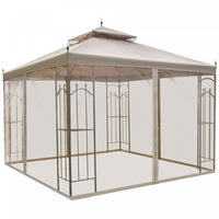 Outsunny 10' X 10' Steel Outdoor Patio Gazebo Canopy With Removable Mesh Curtains, Display Shelves, 
