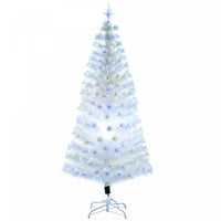 Homcom 6ft Artificial Fiber Optic Pre-lit Christmas Tree With 220 Led Lights And Branch Tips