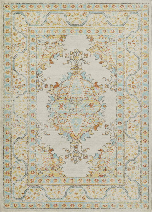 Esme Traditional 6'7\" x 9'6\" Area Rug in Ivory Indoor Area Rug 