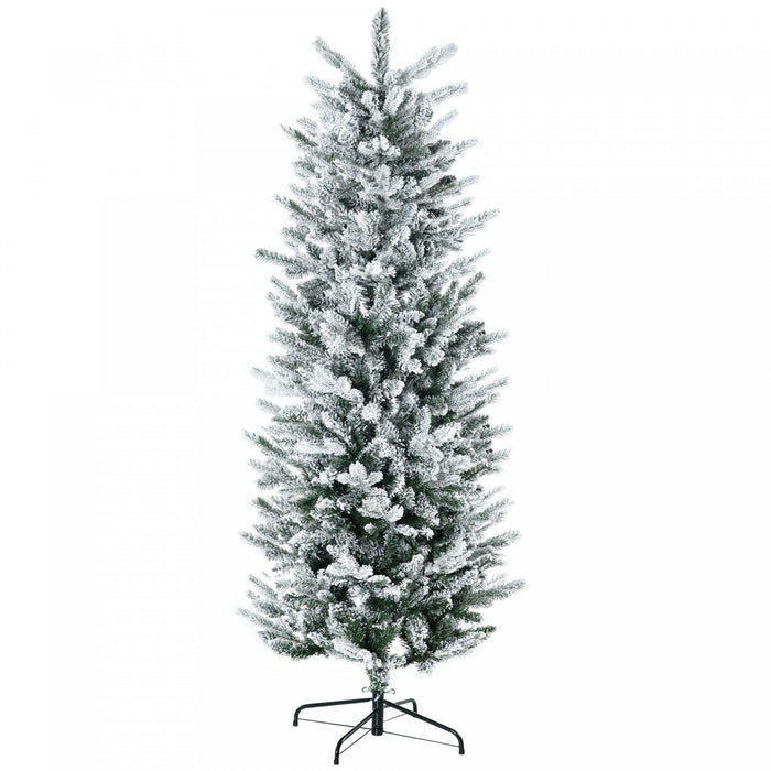 Homcom 6' Artificial Christmas Tree With Snow Flocked, Auto Open