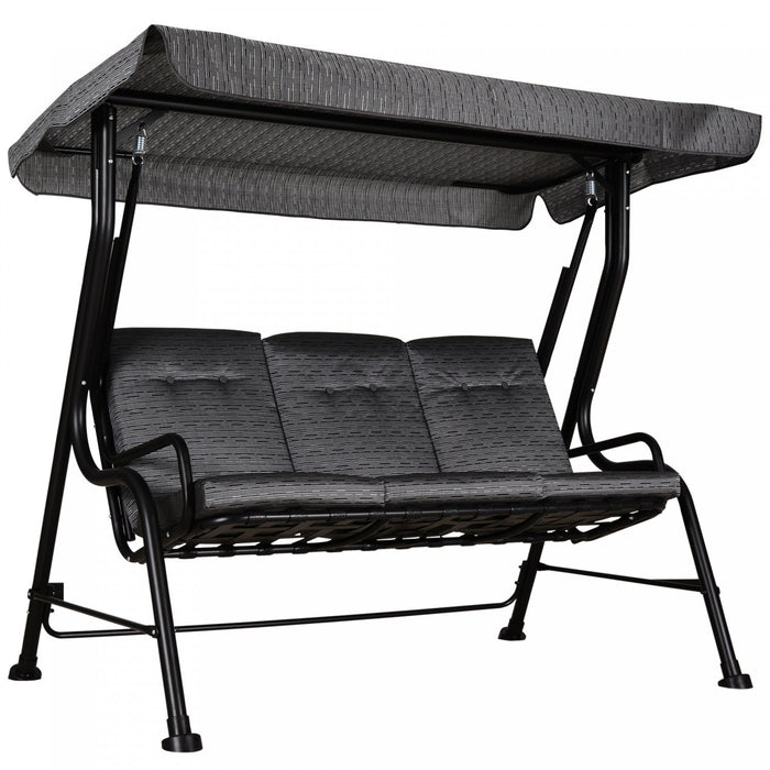 Outsunny Outdoor 3-person Metal Porch Swing Chair With Canopy Grey