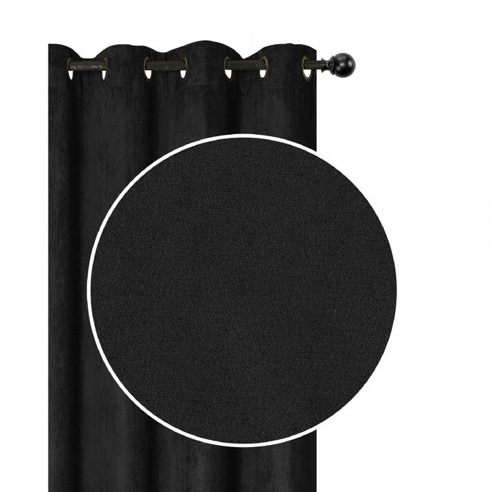 Faux Suede Panel With 8 Grommets Black - Set of 2 Drapes and Blinds