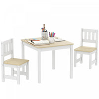 Qaba Kids Table and Chairs Set, Toddler Table and 2 Chair Set for Activity, Art, Craft, Reading, Learning, for Bedroom, Nursery, Classroom, Living Room, for 3-8 Years, Natural