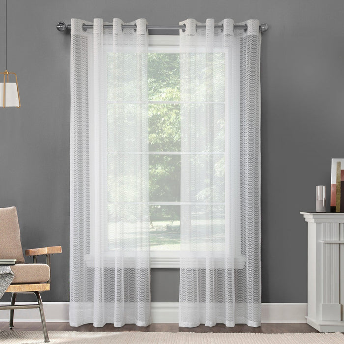 Ella White Grommet Curtain Panel - 52\" X 95\"