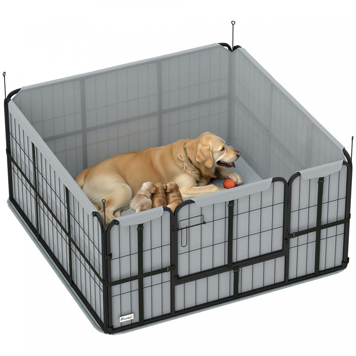 Pawhut Whelping Box For Dogs And Puppies, 48\" X 48\" X 23.5\", Puppy Playpen With 600d Windproof Oxfor