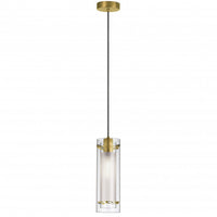 Dainolite Pasha 1 Light Pendant Aged Brass Finish Clear/Frosted Glass Lamp