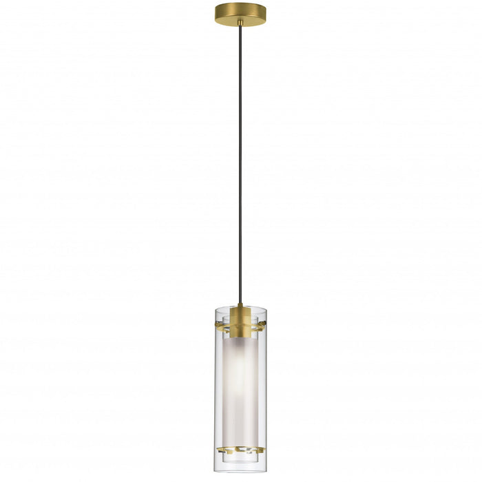 Dainolite Pasha 1 Light Pendant Aged Brass Finish Clear/Frosted Glass Lamp