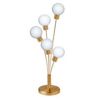 Dainolite Budding Branch 5 Light Table Lamp Aged Brass Finish White Glass