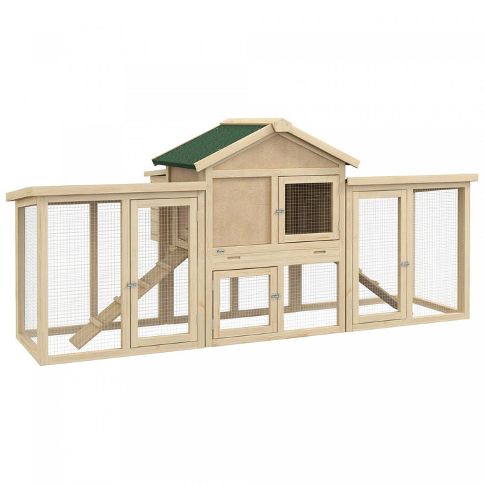 Pawhut 80\" Chicken Coop, Wooden Hen House Large Rabbit Hutch Poultry Cage Pen With Nesting Box, Run,