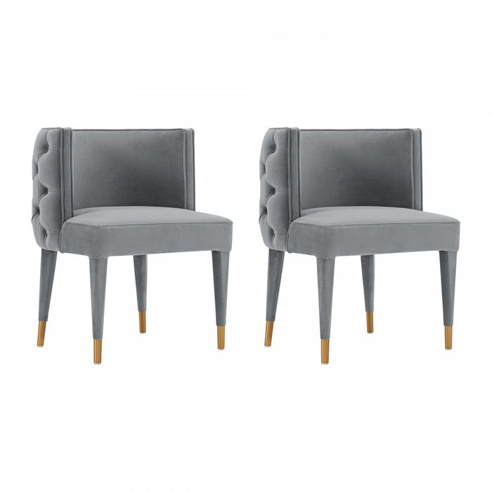 Maya Modern Velvet Dining Chair in Gray - Set of 2 