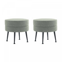 Bailey Mid-Century Modern Upholstered Accent Ottoman in Sage Green - Set of 2 