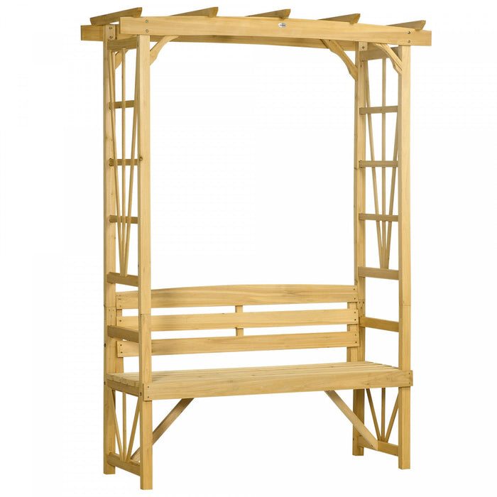 Outsunny Wooden Bench For 2 People For Vines/climbing Plant, Light Brown