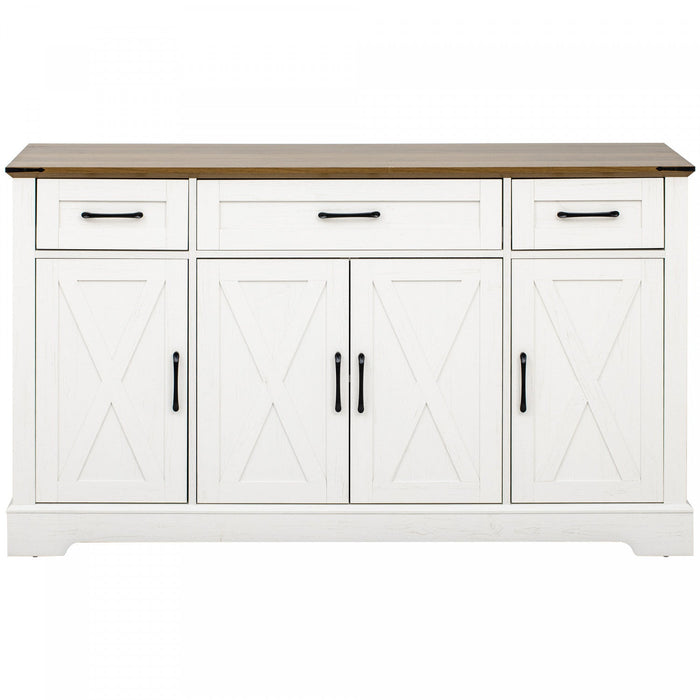 Ryan 55\" Adjustable Storage Buffet Cabinet With Door Shelves And Coffee Bar Station - White 
