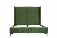 Promenade Mid-Century Modern Upholstered Velvet Queen Bed in Moss Green