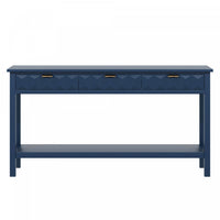 Oliver 60'' Fir Veneer Entryway Table with Honeycomb Design and Drawers, Navy Blue Sofa Table  