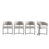 Augusta Modern Metal Vegan Leather Dining Chair in Light Gray - Set of 4 