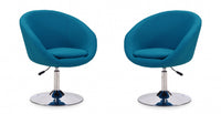 Hopper Modern Upholstered Swivel Lounge Chair in Blue - Set of 2 Accent Chair 