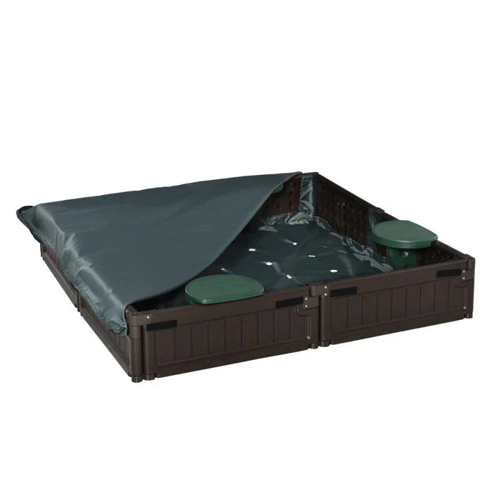 Diy Kids Sandbox With Waterproof Oxford Cover, Sand Playset Station With Bottom Fabric Liner, For 3-