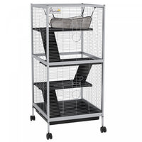 Pawhut 4-tier Rolling Small Animal Cage, Deluxe Guinea Pig Cage, Ferret Cage For Mink Chinchilla Kit