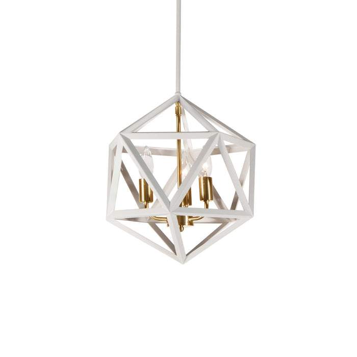 Dainolite Archello 3 Light Chandelier Matte White Vintage Bronze Accents Lamp