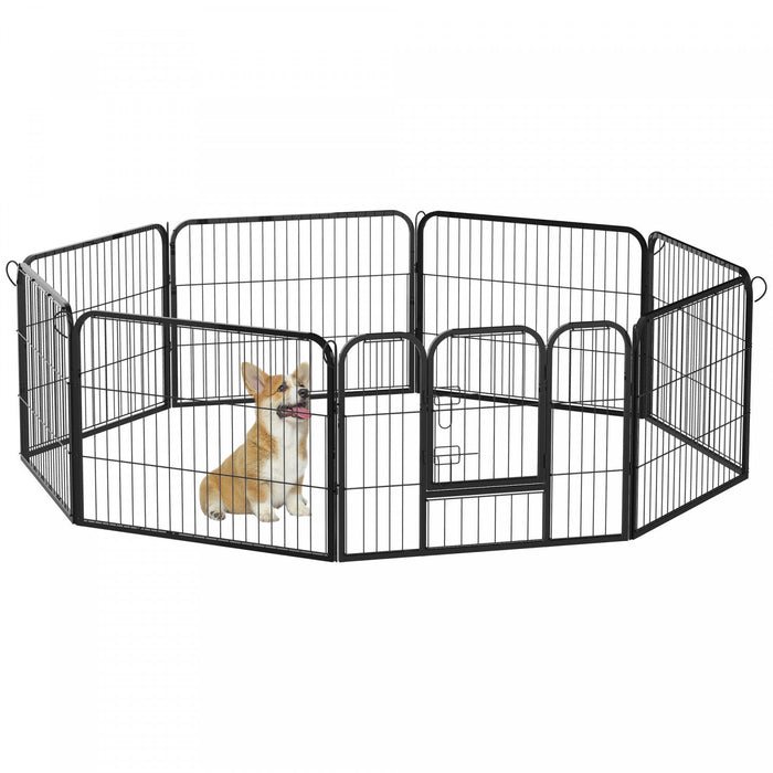 Pawhut Heavy Duty Dog Playpen, 8 Panel 23.5\" Height Metal Pet Puppy Exercise Pen, Diy Design, Outdoo