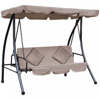 Outsunny Patio Swing Chair, 3 Person Convertible Hammock, Outdoor Lounge Bed, Cushioned With Tilt Ca