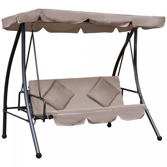 Outsunny Patio Swing Chair, 3 Person Convertible Hammock, Outdoor Lounge Bed, Cushioned With Tilt Ca