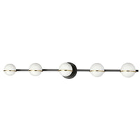 Dainolite Sofia 5 Light Vanity Light Matte Black/Aged Brass White Opal Glass Lamp