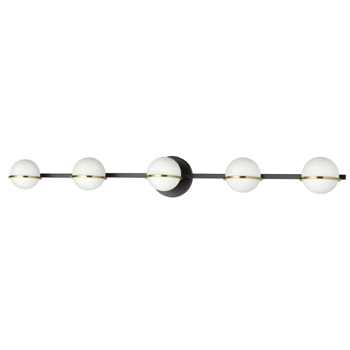 Dainolite Sofia 5 Light Vanity Light Matte Black/Aged Brass White Opal Glass Lamp