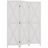Homcom 3-panel Privacy Screen With Foldable Design Wood Frame White 5.6ft