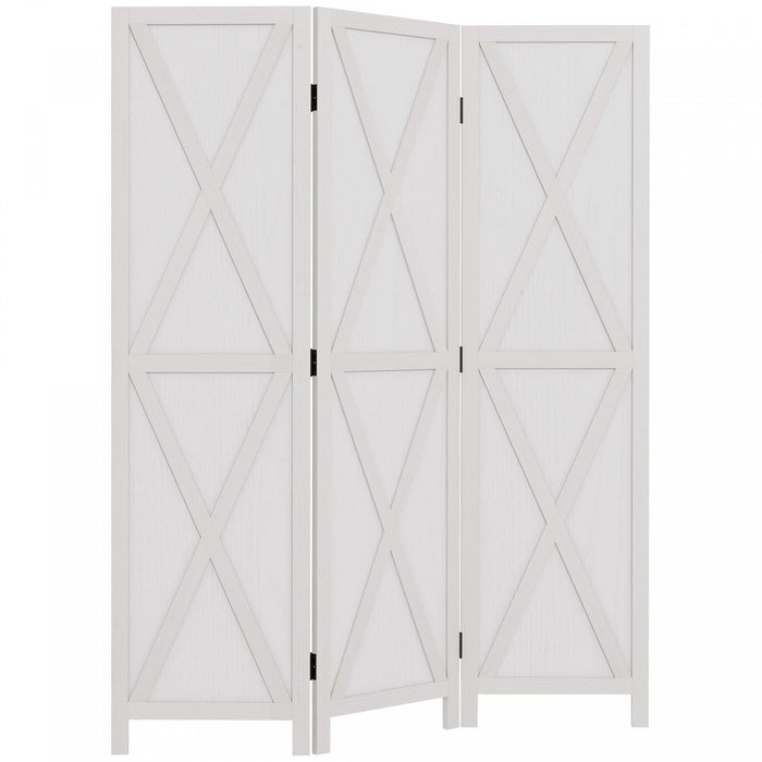 Homcom 3-panel Privacy Screen With Foldable Design Wood Frame White 5.6ft