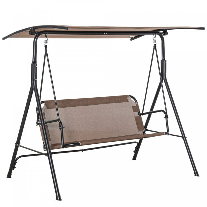 Outsunny 2-person Patio Swing Chair With Adjustable Canopy For Porch Garden