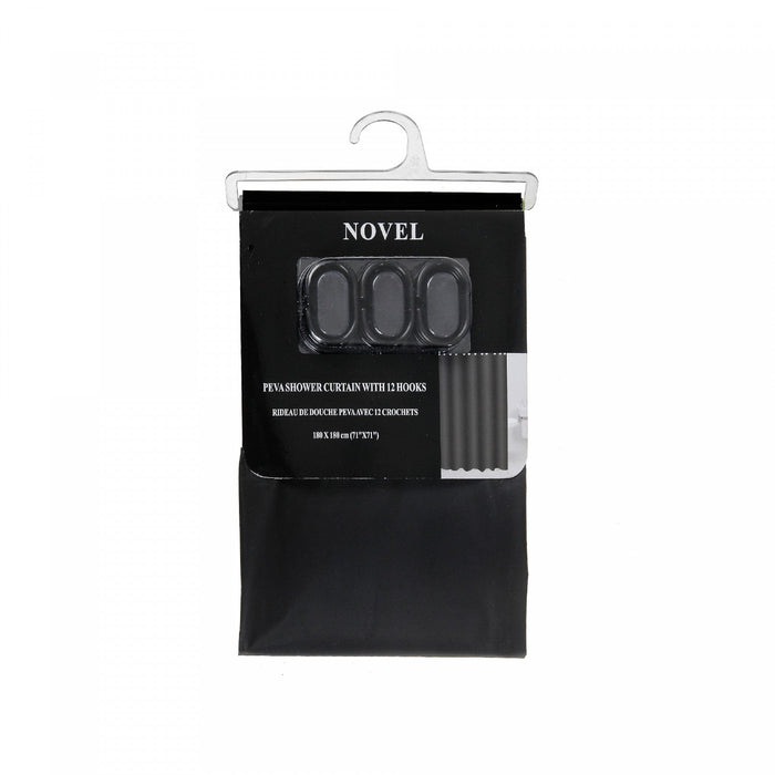 Peva Shower Curtain With 12 C Hooks 71x71 Black