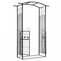 Outsunny 7' Metal Garden Arch W/ Gate, Decorative Arbor For Climbing Plant