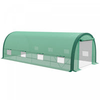 Outsunny 19.5' X 10' X 6.5' Walk-in Tunnel Greenhouse With Upgraded Structure, Zipped Roll Up Mesh D