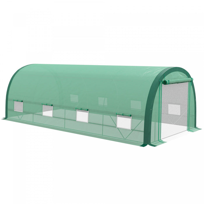 Outsunny 19.5' X 10' X 6.5' Walk-in Tunnel Greenhouse With Upgraded Structure, Zipped Roll Up Mesh D