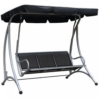 Outsunny 3 Person Patio Swing Seats With Adjustable Canopy Outdoor Swing Chair Bench For Garden, Poo