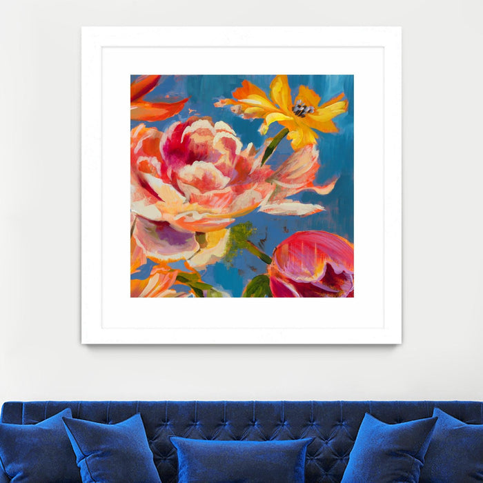 \"Spring Bouquet V31\" Matted and Framed White 30x30 Wall Art