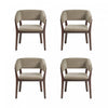 Blake Modern Faux Mohair Wood Armchair in Linen - Set of 4 Dining Chair 