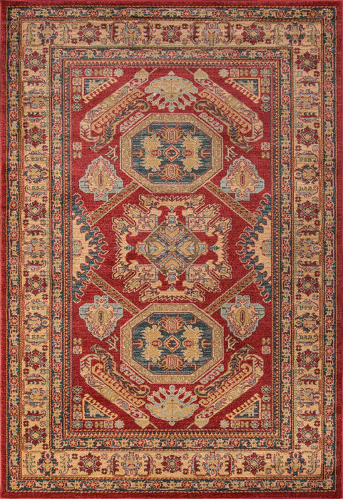 Aisha Traditional 9'3\" x 12'6\" Area Rug in Red Indoor Area Rug 