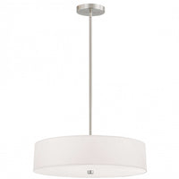 Dainolite Everly 4 Light Pendant Satin Chrome Finish White Shade Lamp