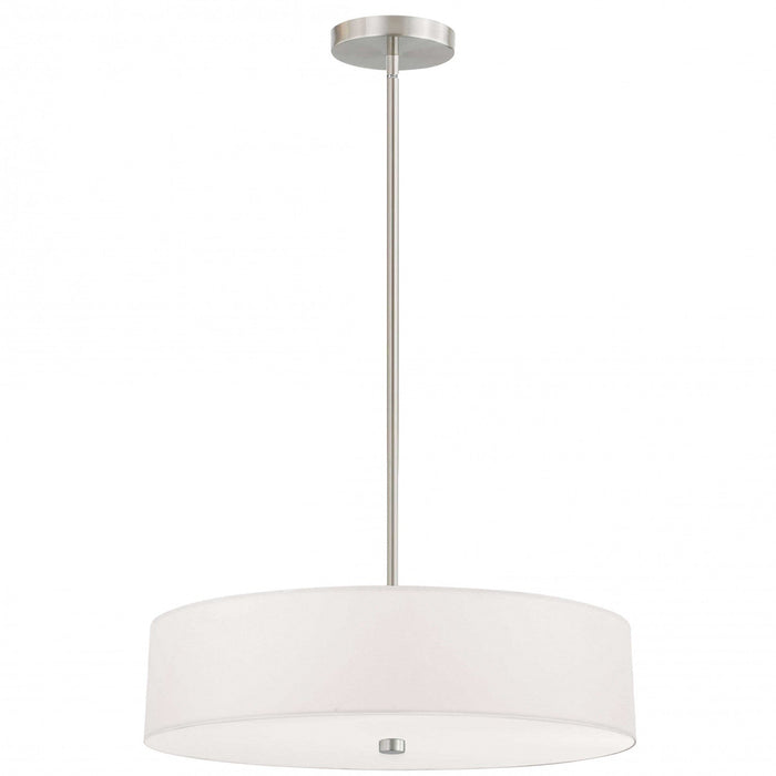 Dainolite Everly 4 Light Pendant Satin Chrome Finish White Shade Lamp