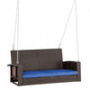 Outsunny 2-person Patio Porch Swing Chair, Outdoor Rattan Hanging Bench With Cushion & 7.2 Ft Steel 
