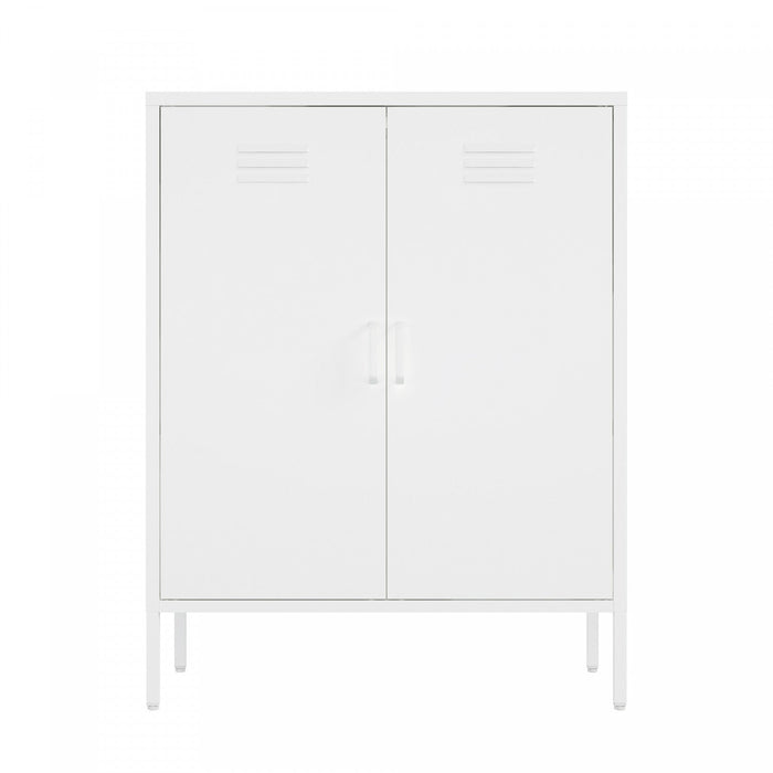 Naomi Modern 32\" Metal Accent Cabinet in White Armoire 