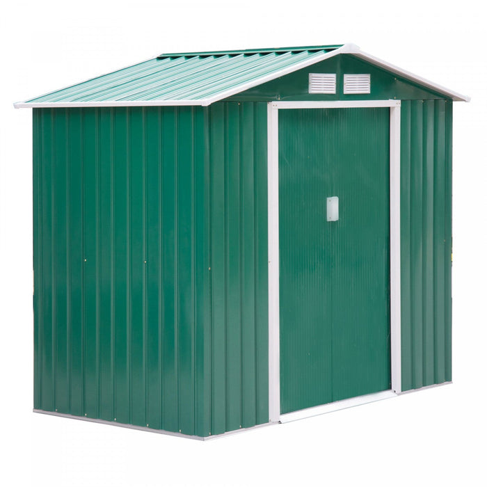 Outsunny 7' X 4.3' X 6.1' Garden Storage Shed Outdoor Patio Yard Metal Tool Storage House W/ Steel F